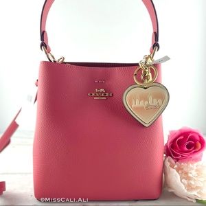 NWT COACH JENNIFER LOPEZ Keyring Charm + Small Town Bucket Crossbody Bag Set